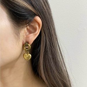 Laura Lombardi Heart Dropped Earrings - Brass